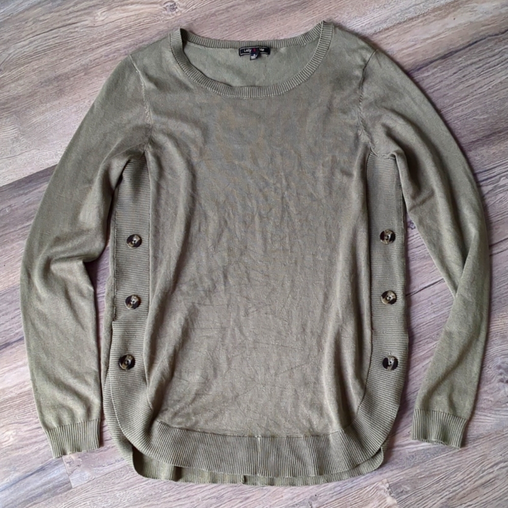 Olive Button-Side Women's Sweater